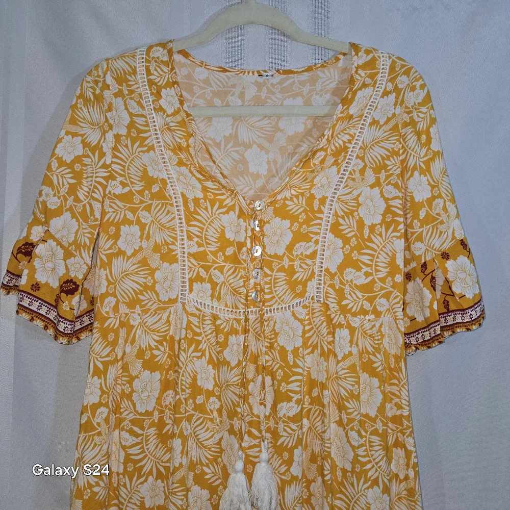 FEMALE SUMMER MINI CASUAL DRESS BOHEMIAN  V-NECK WITH TASSEL SIZE SEE PICTURES